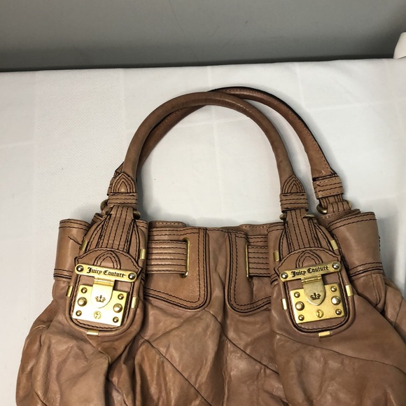 Juicy Couture Taupe color Leather Handbag magnetic closure shoulder bag - Picture 2 of 14